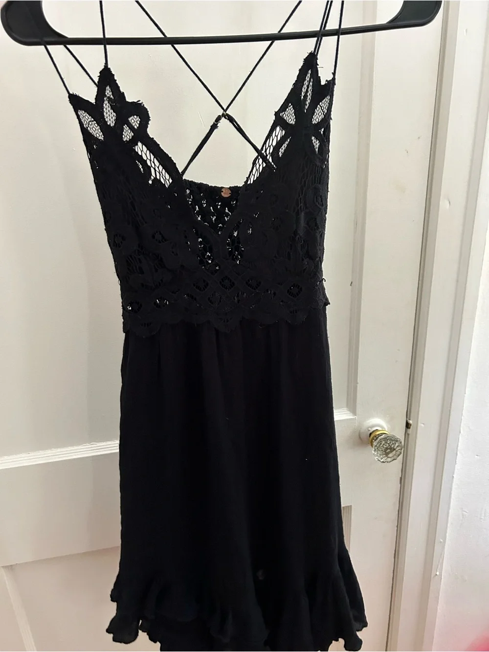 Free People Black Lace Bodice Spaghetti Strap Dress